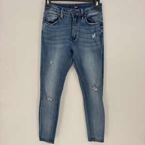 Fashion Nova Womens Size 5 Blue Denim Distressed Skinny Jeans